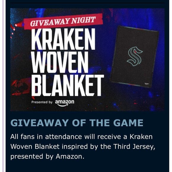 NEW SEATTLE KRAKEN Season Home Opener Opening Night WOVEN BLANKET 10.9 2025 SGA - Picture 5 of 6